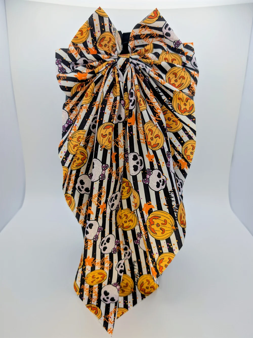 Halloween Pumpkin & Skull Long tailed Hairbow